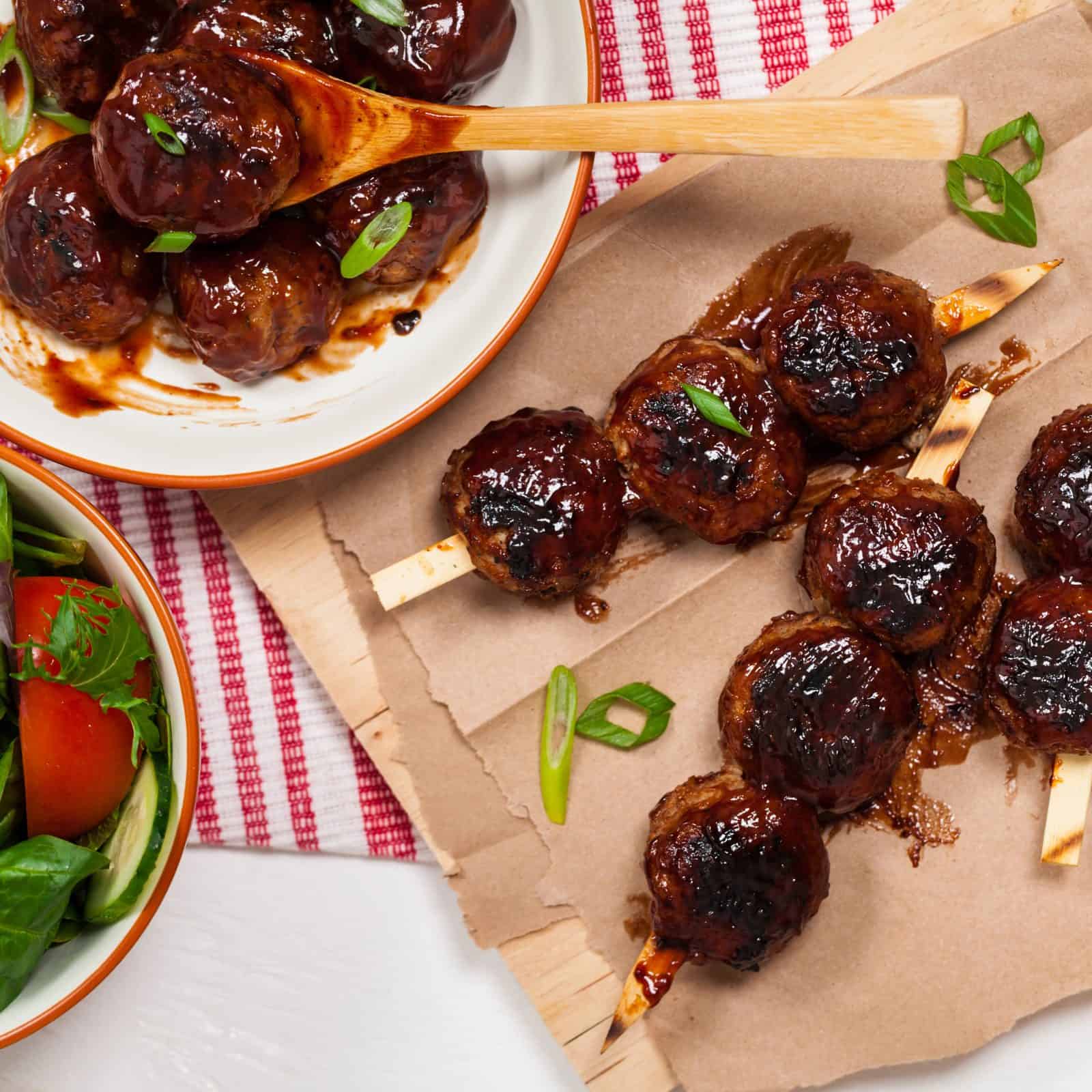 Smoked Appetizers for BBQ Season 53 Smoked BBQ Meatballs on a plate