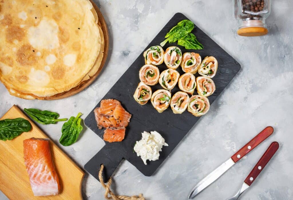 Smoked Appetizers for BBQ Season 32 Smoked Salmon Pinwheels on a plate