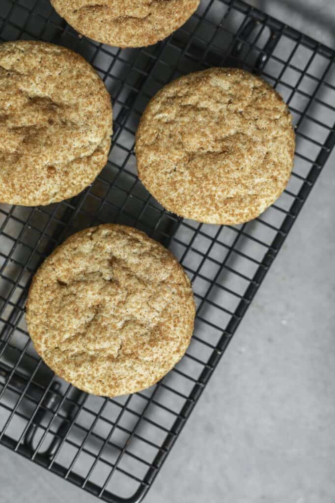 Snickerdoodle cookies rolled in cinnamon sugar