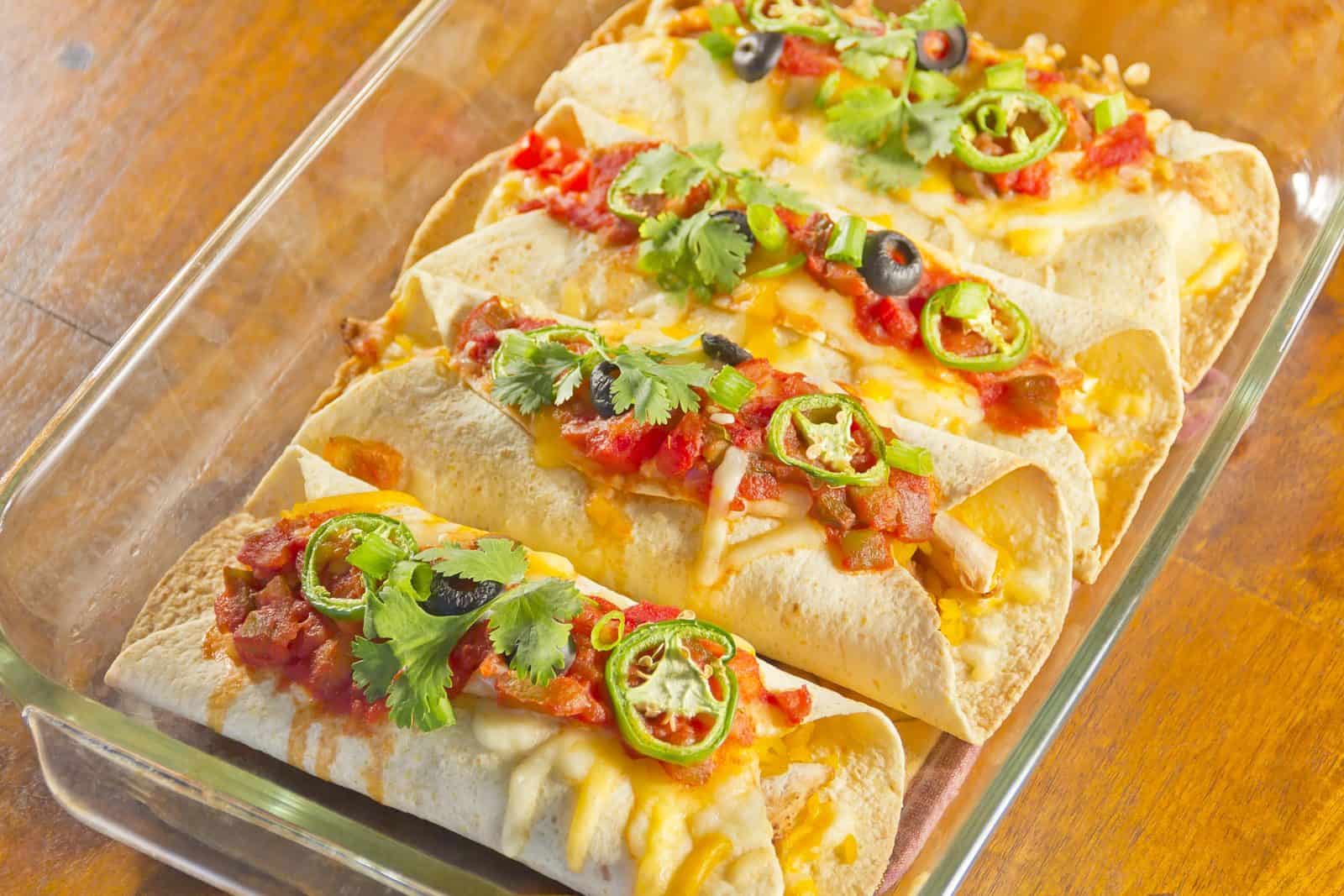 Sour Cream Chicken Enchilada Casserole on a plate