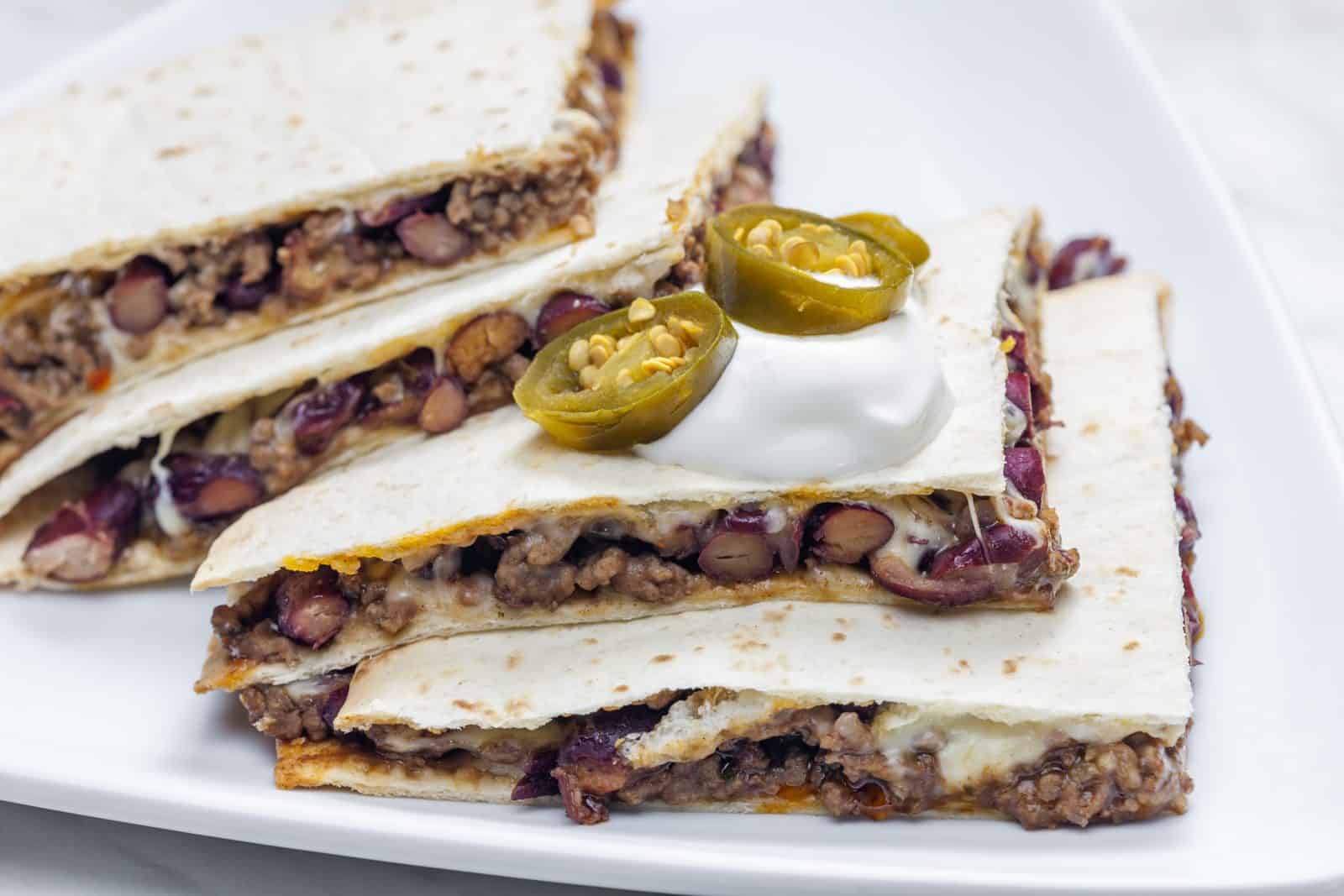 Taco quesadillas on a plate