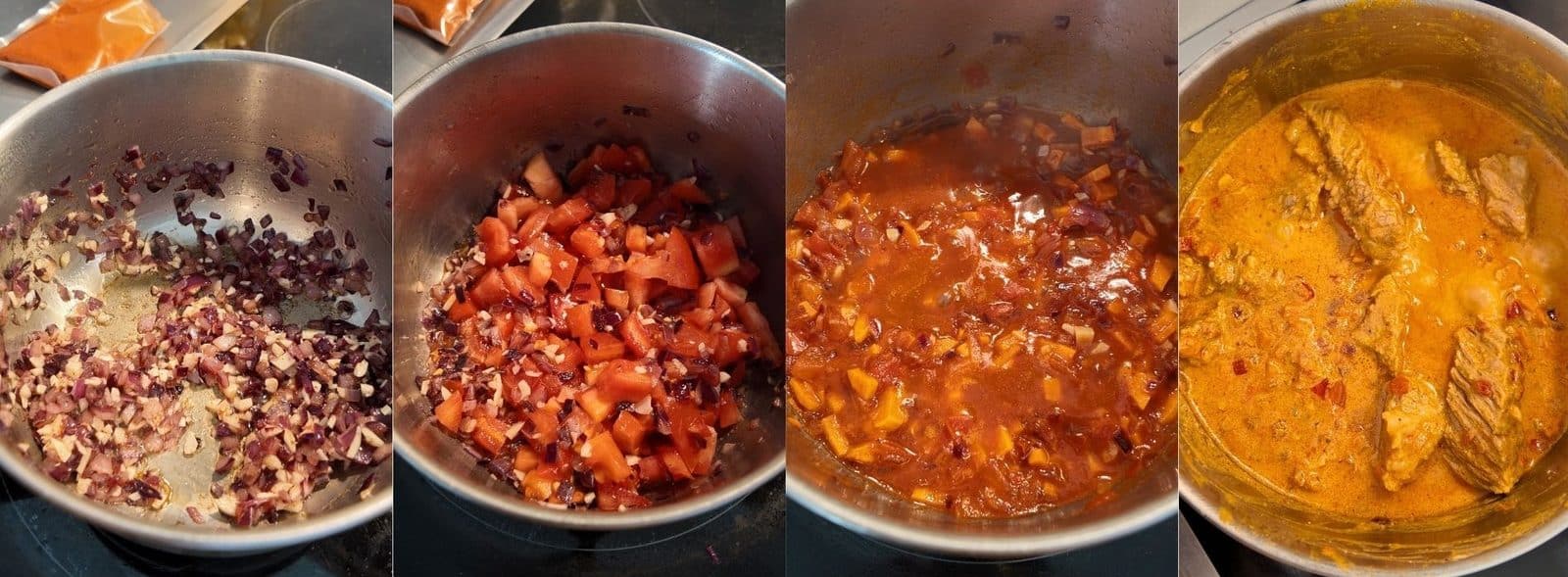 The process of making the beef curry
