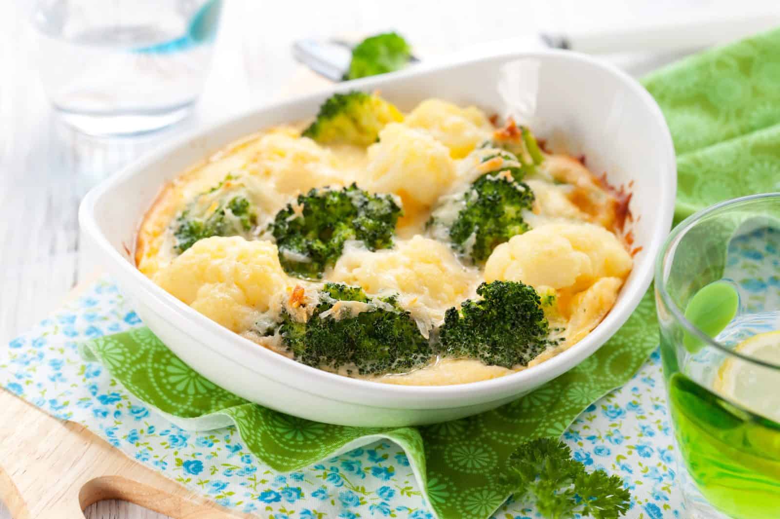 Vegetarian Main Dishes for Family Dinners 85 Vegan Cauliflower Broccoli Casserole on a plate