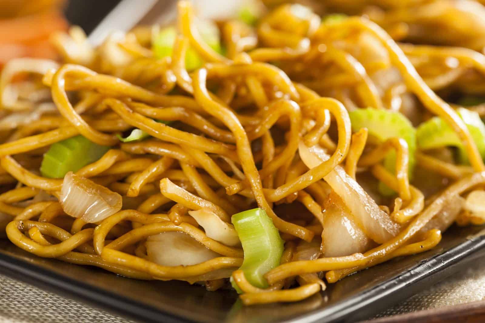 Vegetarian Main Dishes for Family Dinners 59 Vegetable Chow Mein on a plate