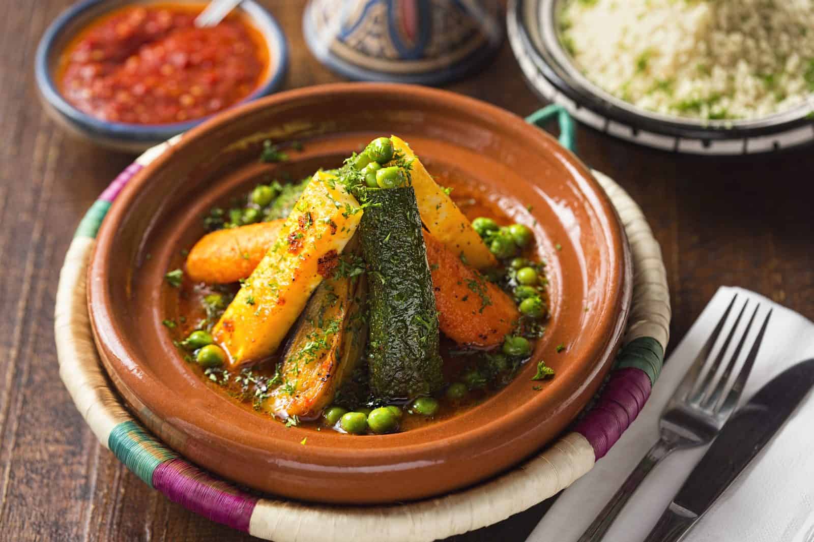 Vegetarian Main Dishes for Family Dinners 81 Vegetable Tagine with Chickpeas on a plate