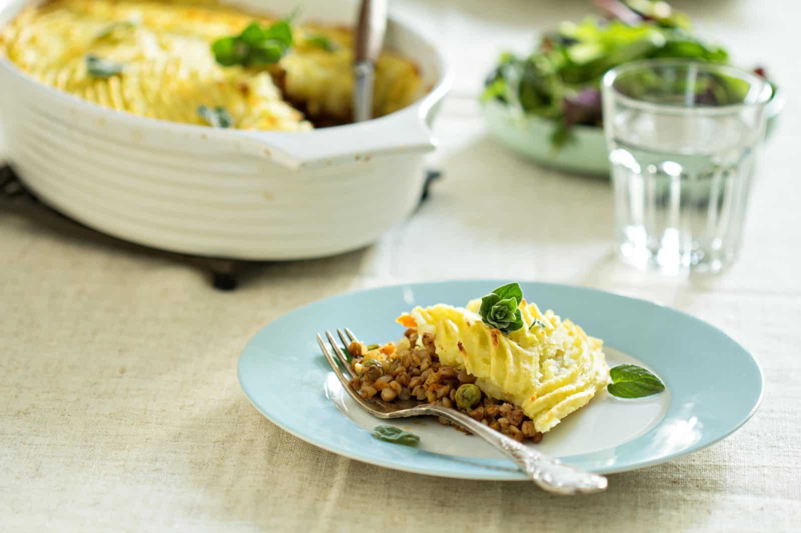 Vegetarian Main Dishes for Family Dinners 65 Veggie Shepherd's Pie on a plate